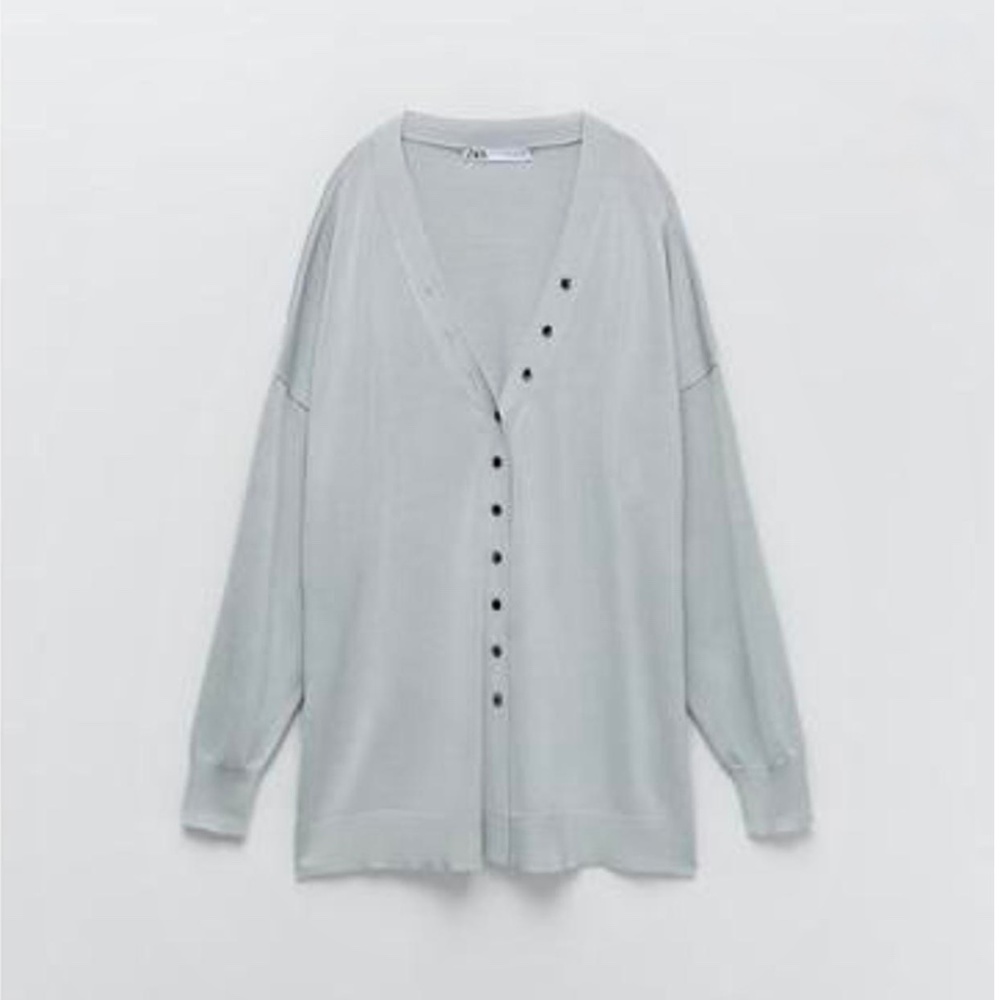 Zara Gray Button-Up Cardigan